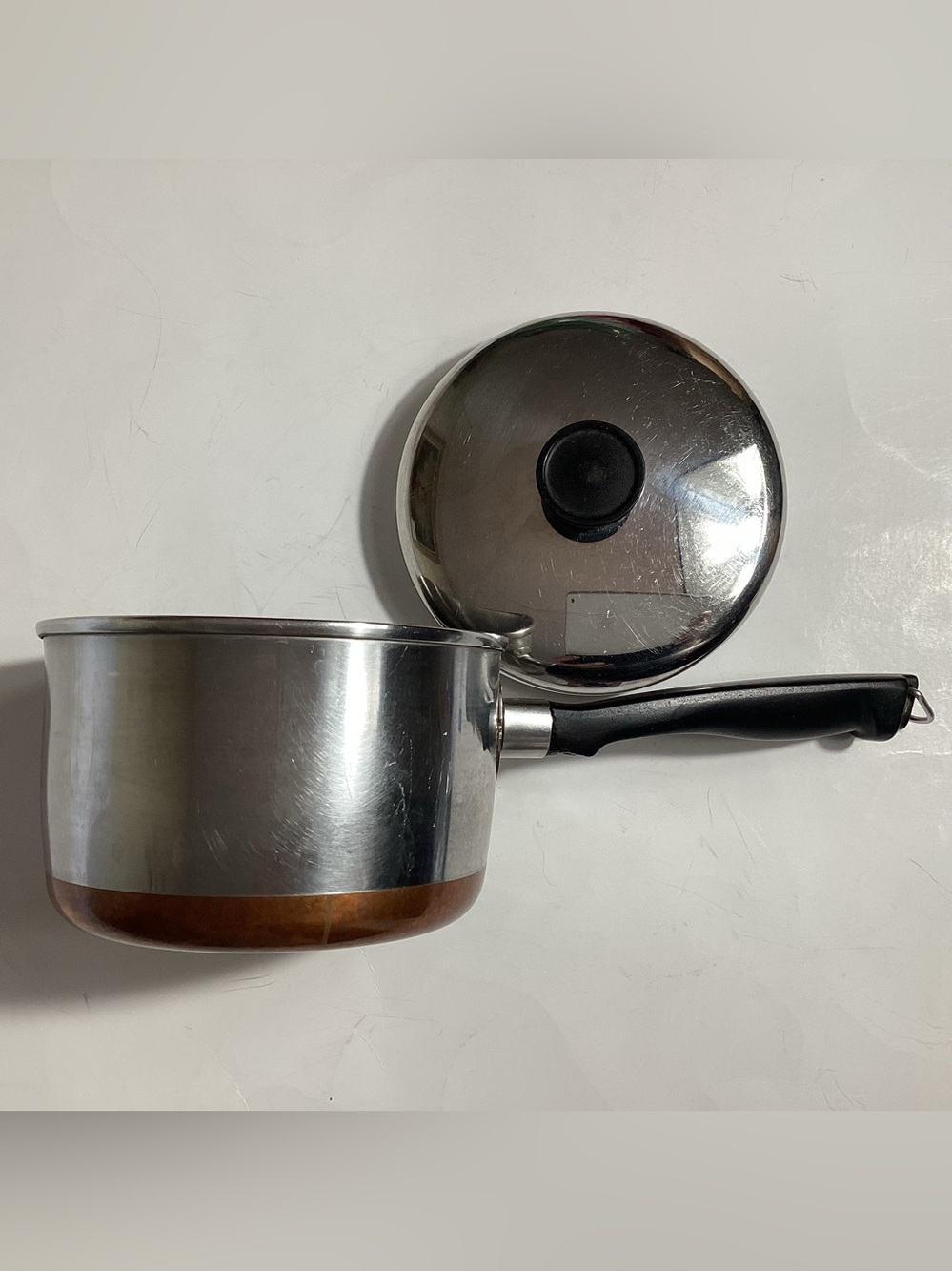 Vtg 50s Maid of Honor 1 Qt Sauce Pot & Lid Copper Bottom